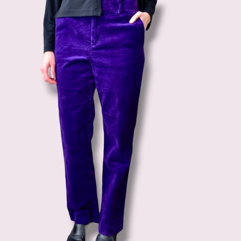Vtg Lauren‎ Ralph Lauren Purple Corduroy Chino Pants Women sz 14 Straight leg